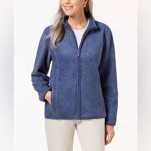 Karen Scott Sport | Light Blue Fleece Zip Up Jacket | Size Large